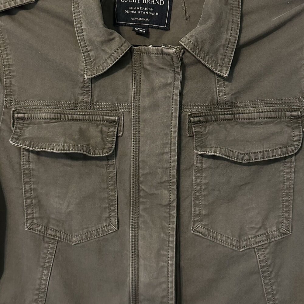 LUCKY BRAND Olive Utility Jacket Womens S Zipper & Snap Close Multi-pocket - Picture 7 of 16
